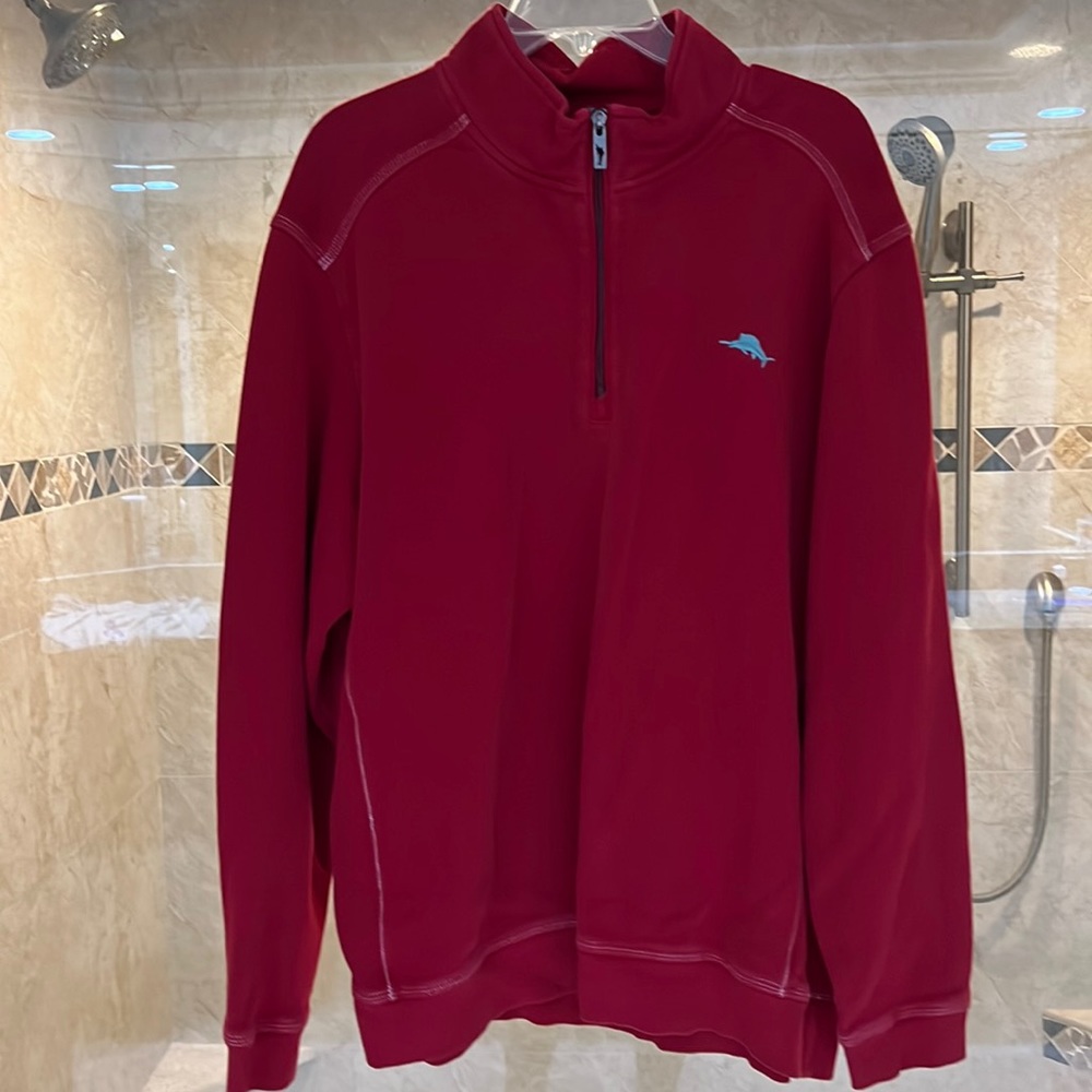 Tommy Bahama quarter zip sweatshirt size extra large, excellent condition Red